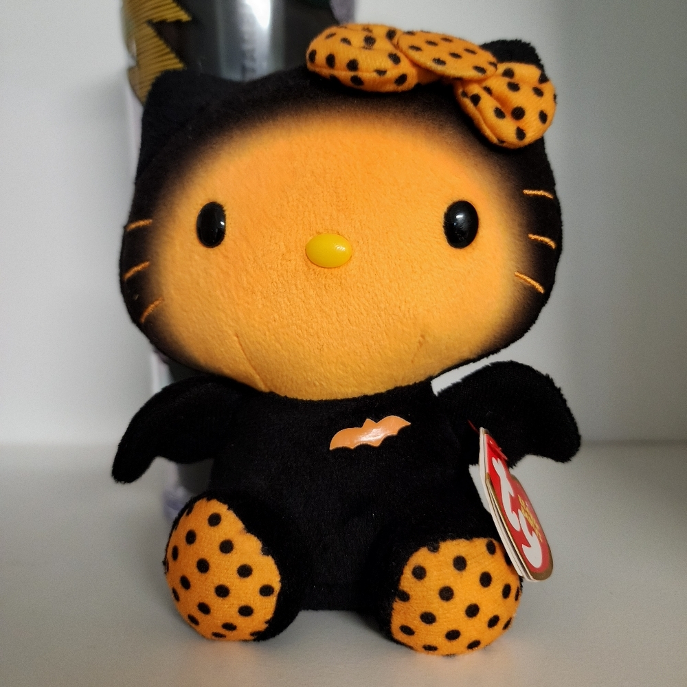 Sanrio Hello Kitty with Bat Wings Black Orange Plush